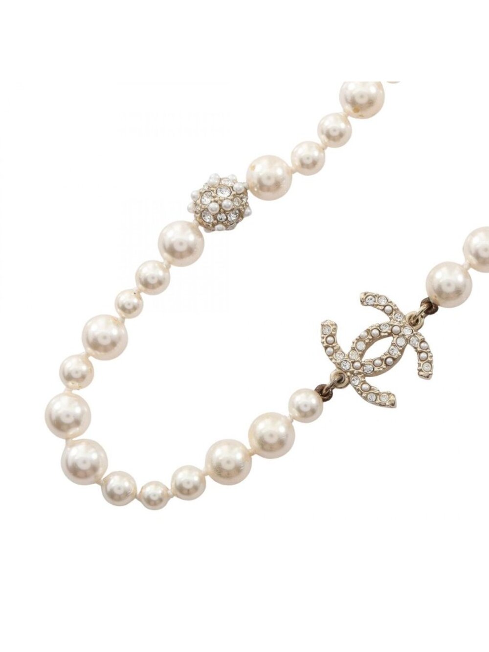 Chanel Necklace CC Logo White Pearl